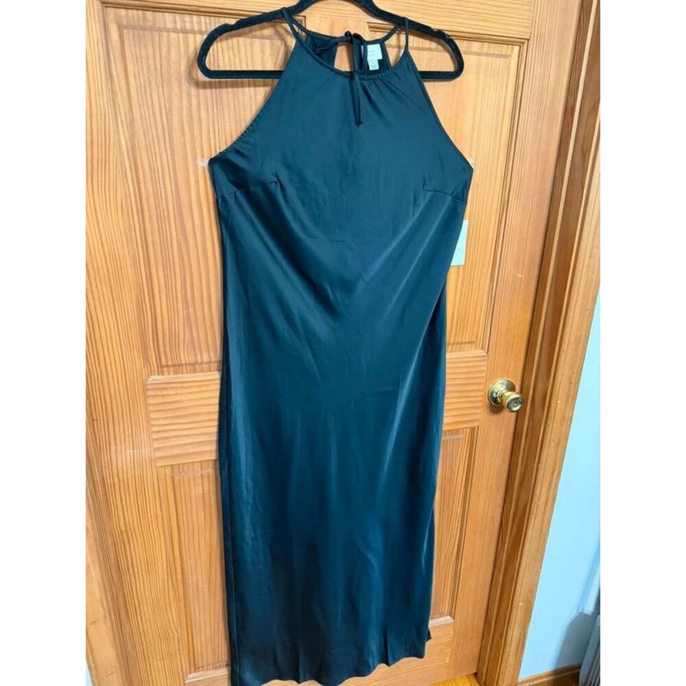 A New Day Women's Halter Satin Slip Maxi Dress XS Black